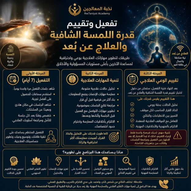تفعيل وتقييم قدرة اللمسة الشافية و العلاج عن بعد